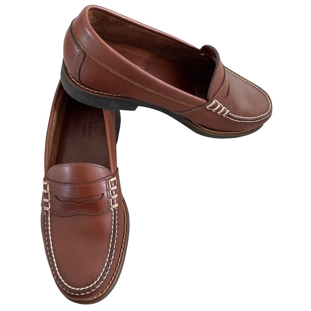 Vintage POLO Sport Ralph Lauren Atlanta Penny Loafer Leather Brown 10D NEW Prep - Picture 4 of 14